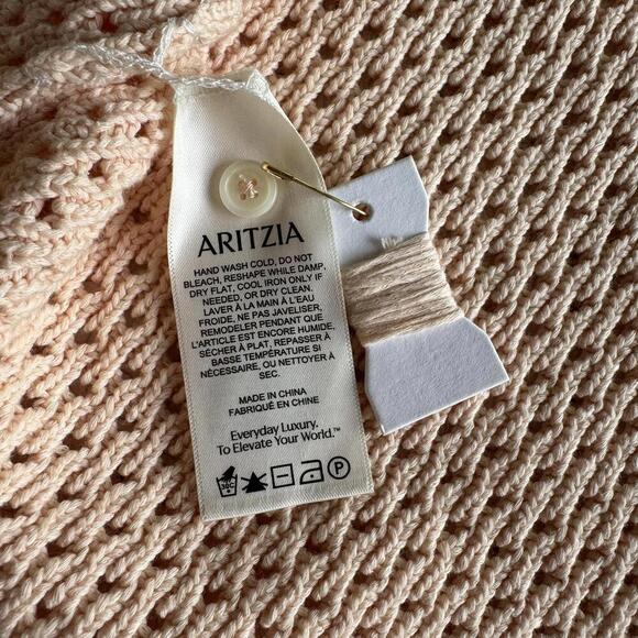 ARITZIA Wilfred Evie Crochet Midi Dress Seashell Pink Size M - Picture 5 of 9